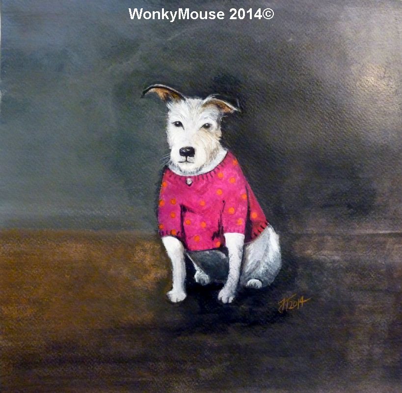 Terrier in pink jumper